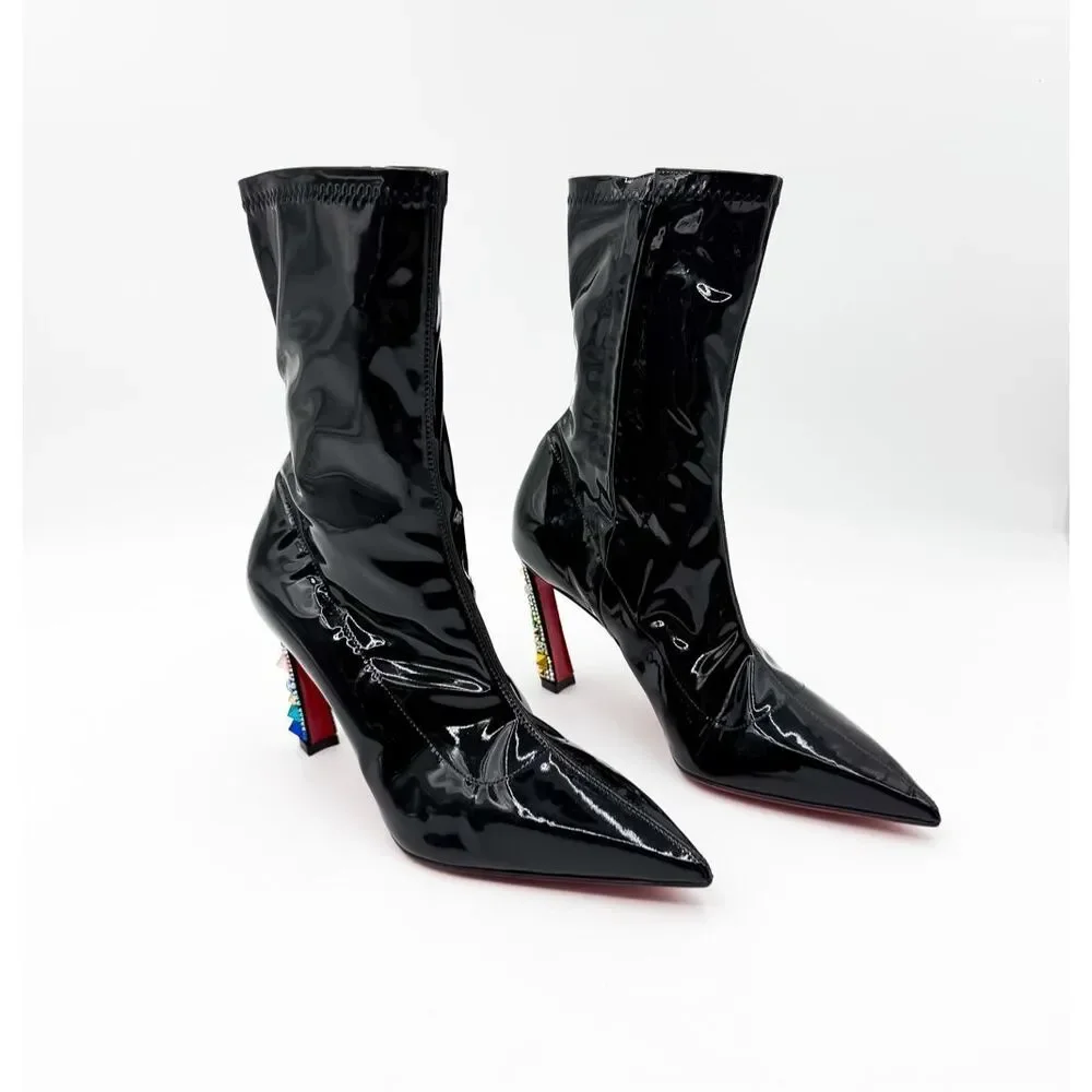 Christian Louboutin x Marvel Patent Leather Embellished Boots EU 36.5 US 6.5